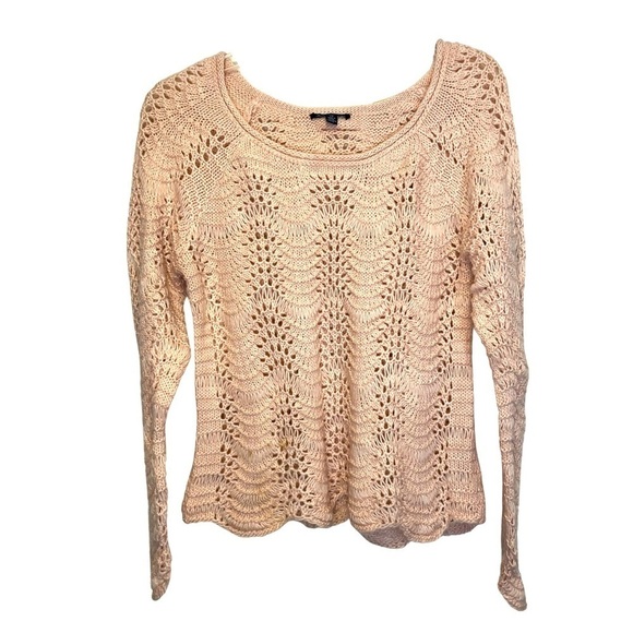 American Eagle NWT Blush Open Knit Crochet Wool Blend Sweater - Picture 1 of 9
